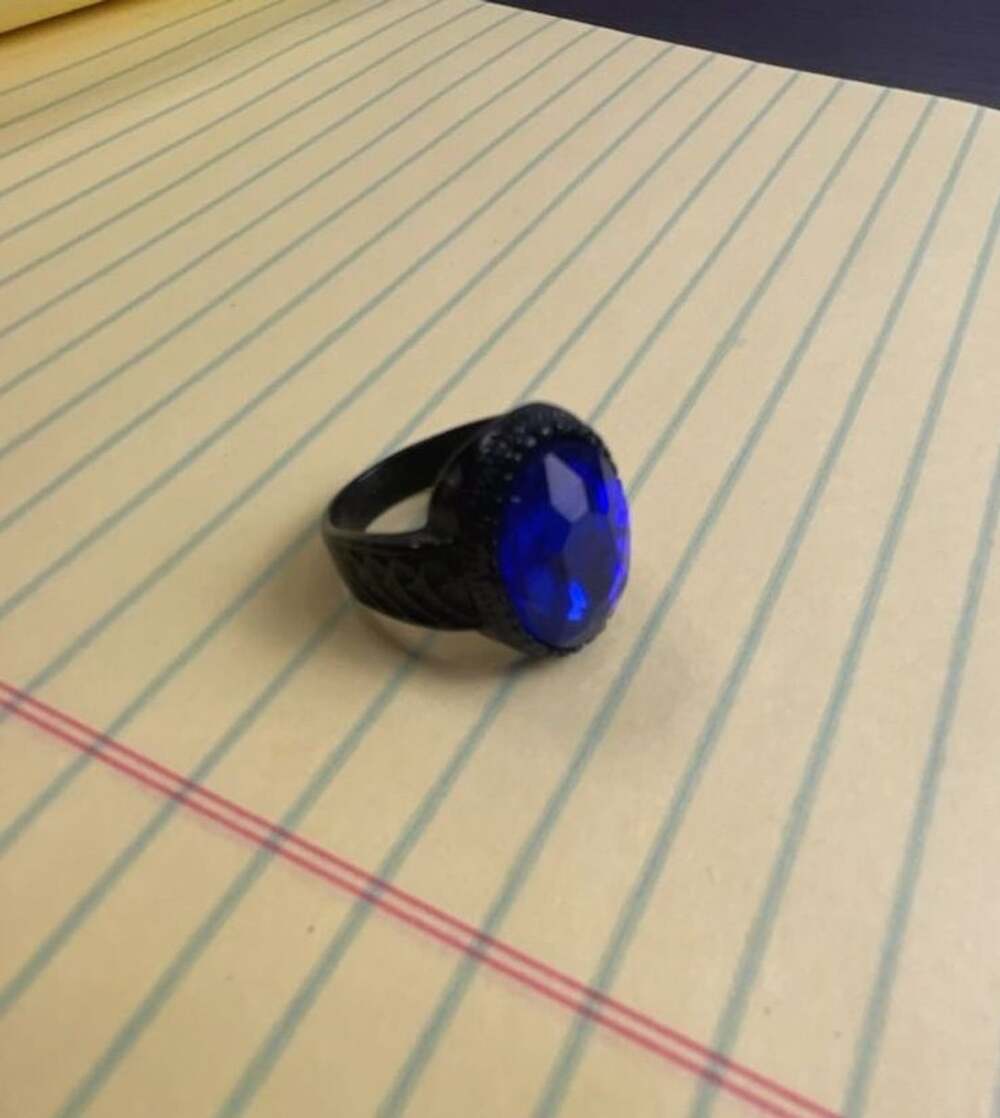 Dark Souls Blue Tearstone Ring Black Metal Blue Crystal Cosplay Jewelry